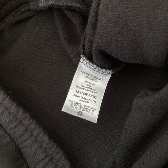 Terra and Sky Black Knit Capri with Pockets Drawstring Waist Size 1X 16W-18W NWT - Picture 11 of 12